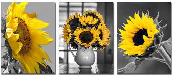 5.0 out of 5 stars 1. Amazon Com Sunflower Wall Decor Canvas Art Yellow Flowers Wall Pictures For Living Room 3 Panels Wall Art Posters And Prints Home Office Decoration Floral Bedroom Kitchen Decor 12x16x3 Unframed Posters