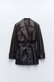 24fw Cropped Faux Leather Trench 3046