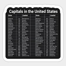 The united states is home to more than 327 million people. List Of Capitals In The United States Trivia Help Capital Cities Sticker Teepublic