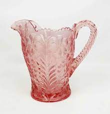 Vintage L E Smith Pink Glass Pitcher