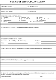 Employee Disciplinary Action Form Template Evaluation