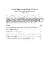 Naturalization Fee Waiver Packet Ilrc
