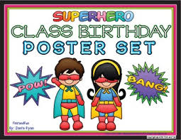 Back To School Superhero Birthday Chart Posters