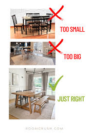 correct dining room rug size for your table