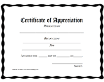 Free Printable Certificates Of Appreciation Awards Templates