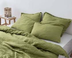 cotton duvet cover in olive green