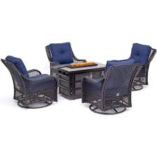 Costco carries a wide variety of outdoor fire pits, including ones that come with chat sets or transform into fire pit tables. Hanover Orleans 5 Piece Fire Pit Chat Set With A 30 000 Btu Fire Pit Table And 4 Woven Swivel Gliders In Sahara Sand Walmart Com Walmart Com