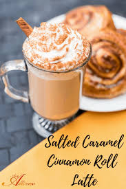 salted caramel cinnamon roll latte an