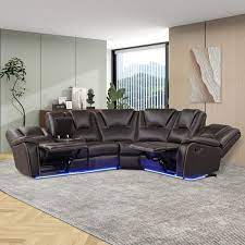 Faux Leather U Shaped Sectional Sofa