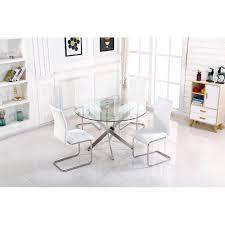 Dining Table Round Clear Glass Top Four