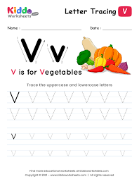 letter tracing alphabet v kiddoworksheets