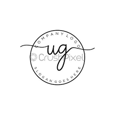 initial ug handwriting logo with circle