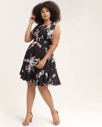 Fit Flare Belted Floral Dress City Chic Fashion In