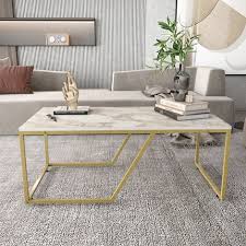 Gold And Beige Marble Coffee Table