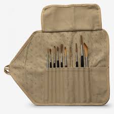 etchr roll up brush pouch brown