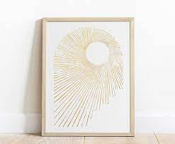 Abstract Gold Arch And Sun Wall Linocut