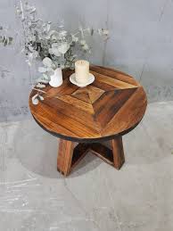 Round Recycled Timber Rustic Coffee