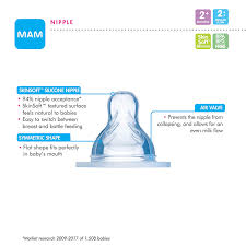 Mam Bottle Nipples Medium Flow Nipple Level 2 Set Of 2 For 2 Months Skinsoft Silicone Nipples For Baby Bottles Fits All Mam Bottles