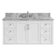 Under mount full extension soft close drawer glides. Allen Roth Floating 48 In White Undermount Single Sink Bathroom Vanity With Natural Carrara Marble Top In The Bathroom Vanities With Tops Department At Lowes Com