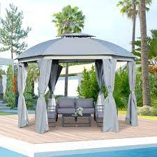 Outsunny 12 X Steel Gazebo Canopy Party Tent Shelter With Double