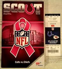 Details About Indianapolis Colts 2010 Program Ticket Stub V Kansas City Chiefs Rare Mint