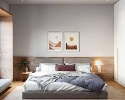 Bedroom Wall Design With Grey Paint And