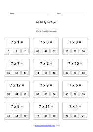 7 times table worksheets pdf