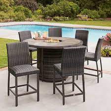 7 piece high dining set with fire