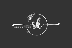 luxury signature initial sk logo design