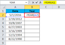 year in excel formula exles how