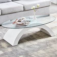 opel oval clear gl coffee table with