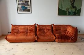 Amber Orange Velvet Togo Lounge Chair