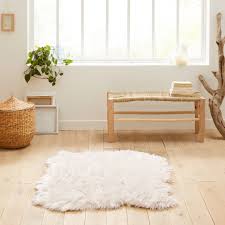 livio faux sheepskin rug white la