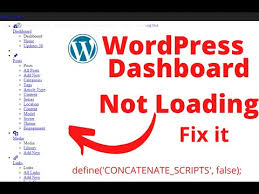 wordpress admin dashboard not loading