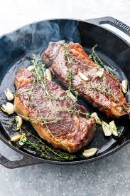 reverse sear steak with garlic and