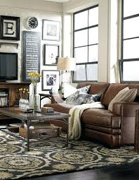 brown leather couch living room