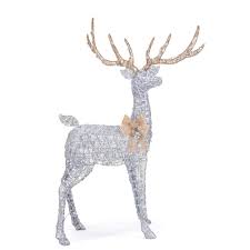 Home Accents Holiday Holiday Glow 65 In Christmas Cool White Led Silver Pvc Deer
