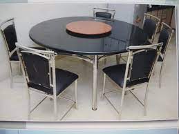 Black Round Glass Dining Table Set 6