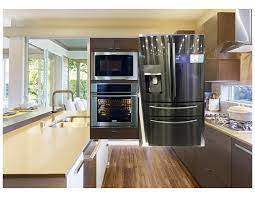 black stainless fridge with other ss