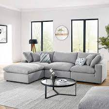 Boucle Fabric 4 Pieces Sectional Sofa