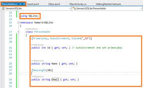 in sqlite data base in xamarin android