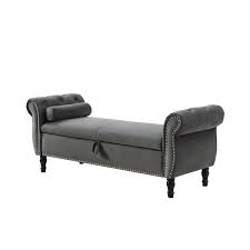 63 In Gray Velvet Rectangular Sofa