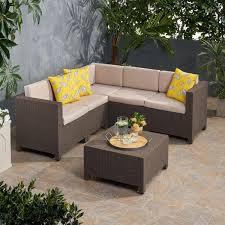Faux Wicker Patio Sectional Seating Set