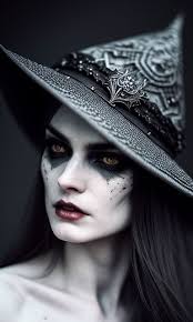 gothic black eye makeup and white
