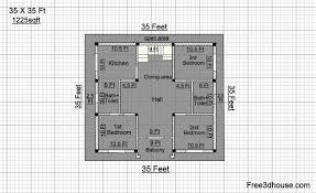 35 X 35ft House Plan Free