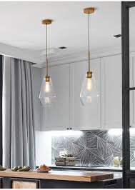 Us 38 58 18 Off Lukloy Post Modern Glass Pendant Light Stainless Steel Diamond Shape Kitchen Hanging Lamp Loft Hanglamp Living Room Pendant Lamp In