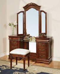 Makeup vanities by ashley homestore a makeup vanity is just the thing to make you feel special for any occasion. 3 Pc Classique Collection Cherry Brown Finish Wood Make Up Vanity Dressing Table Set With Tri Fold Meuble Chambre A Coucher Meuble Chambre Idees Pour La Maison