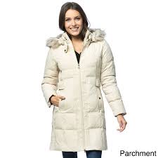Larry Levine Womens Long Down Filled Hooded Coat