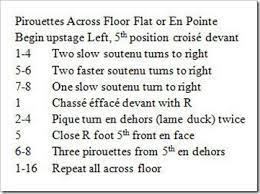 turns across the floor flat or en pointe