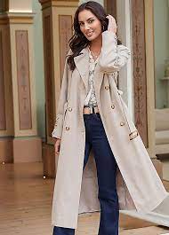 Together Stone Longline Trench Coat
